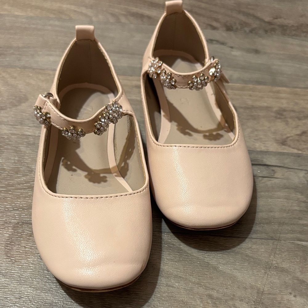 Zara Blush Pink Jeweled Mary Jane Dress Shoes